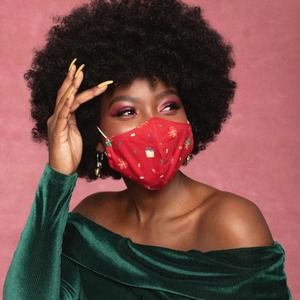 Unique Vintage Red & Holiday Gift Print Face Mask - One Size